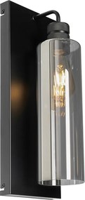 Lampa de perete moderna neagra cu sticla fumurie - Stavelot