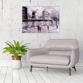 Tablou pe sticlă - Pictură în ulei a orașului II. (70x50 cm)