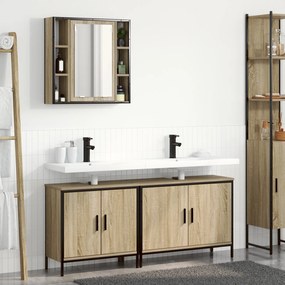 vidaXL Set mobilier baie 3 piese Stejar Sonoma Lemn prelucrat