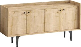 Comoda NAVI, stejar/negru, PAL melaminat/metal, 150x40x80 cm