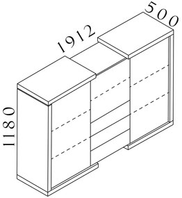 Dulap mediu Lineart 191,2 x 50 x 118 cm, ulm deschis / alb