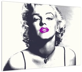 Tablou cu Marilyn Monroe cu buze violete  (70x50 cm), în 40 de alte dimensiuni noi
