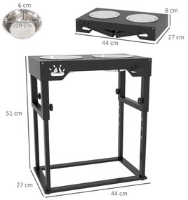 Boluri Înălțate PawHut pentru Câini cu Înălțime Ajustabilă, Suport și 2 Boluri din Oțel Inoxidabil, Ideal pentru Hrănirea Confortabilă | Aosom Romania