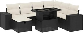 vidaXL Set mobilier de grădină cu perne, 8 piese, negru, poliratan