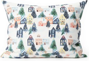 Husa pentru perna din bumbac WINTER VILLAGE 50x70 cm, colorat