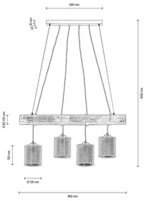 Spot-Light 68859456 - Candelabru suspendat pe cablu NEGRO, 4xE27/25W/230V, lemn de pin