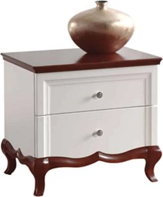 Noptieră lemn masiv nuc Milan Alb-, 64 × 46,5 × 59 cm