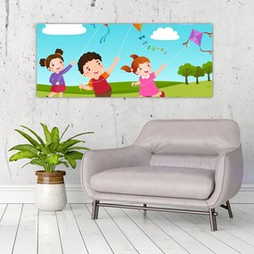 Tablou - Copii cu zmeu (120x50 cm)