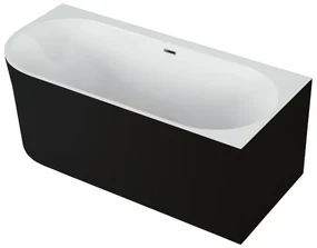 Cada de baie freestanding Spatio Solis, acril, negru mat, 160x75 cm, montaj pe dreapta