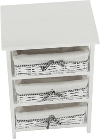 Comodă, 3 coşuri, alb antichizat, RUBY 3