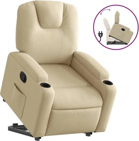 vidaXL Fotoliu rabatabil cu ridicare pe verticală, crem, textil