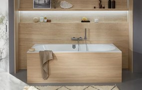 Cada baie dreptunghiulara incastrata, alba, compozit-quaryl, cu sifon si preaplin, Villeroy  Boch Oberon 2.0