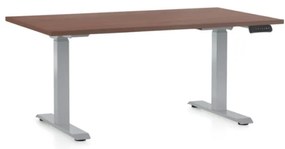 Masa inaltime reglabila OfficeTech D, 140 x 80 cm, bază gri, nuca