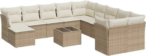 vidaXL Set canapele de grădină cu perne, 12 piese, bej, poliratan
