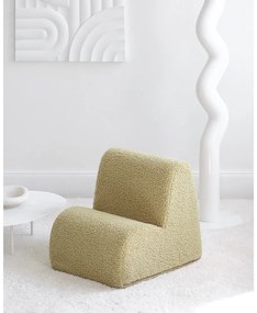 Fotoliu de copii verde cu tapițerie din țesătură bouclé Cloud – Wigiwama