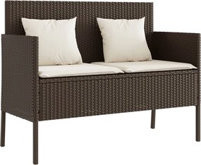 vidaXL Bancă de grădină cu pernă, maro, poliratan