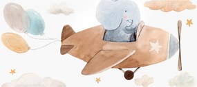 Tablou - Acuarelă elefant într-un avion (120x50 cm)