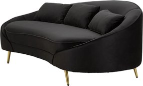 Canapea 3 locuri Oslo, Mauro Ferretti, 185 x 84 x 68 cm, lemn de eucalipt/poliester, negru/auriu