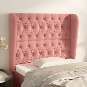 3118339 vidaXL Tăblie de pat cu aripioare, roz, 103x23x118/128 cm, catifea