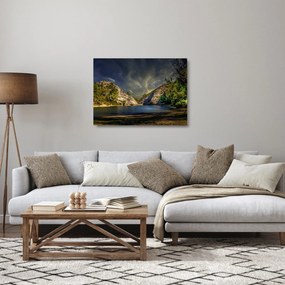 Tablou pe sticlă peisajului cu lac (70x50 cm)