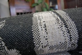 Covor sisal Floorlux 20240 negru si argintiu