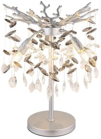 Veioza metal argintiu mat, cristale de sticla QUEENA