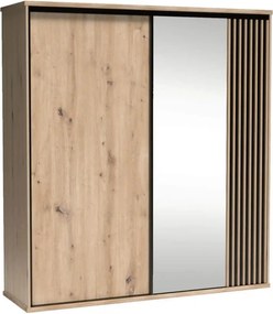 Dulap CALIA C15, stejar artisan/negru, PAL laminat, cu 2 usi, 199x60x2