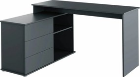 Birou de colt TERINO, gri grafit, PAL laminat, 138x50/110x75 cm