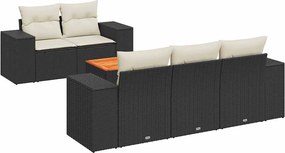 vidaXL Set mobilier de grădină cu perne, 6 piese, negru, poliratan