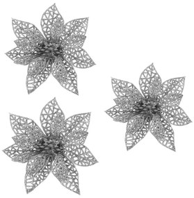 Set 3 ornamente brad Craciun Steaua Bethleemului argintiu, 10x10 cm