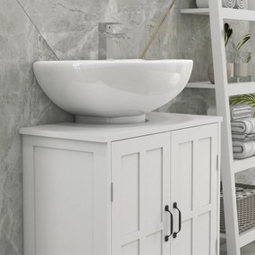 kleankin Mobilier sub lavabou pentru baie mobilier sub chiuvetă cu dublă ușă și raft reglabil, 60x30x60cm, alb | Aosom Romania