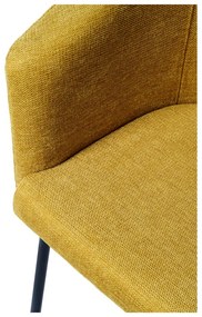 Scaun de sufragerie galben muștar cu cotiere tapițat Easton – Unique Furniture