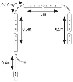 Bandă dimabilă pentru televizor LED/3,5W RGB 2m ZOLL 5V Paulmann 78880 + telecomandă