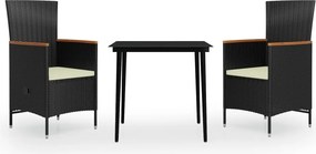 vidaXL Set mobilier de grădină cu perne, 3 piese, negru