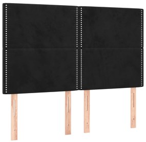 Cadru de pat cu tablie, negru, 140x190 cm, catifea Negru, 140 x 190 cm, Culoare unica si cuie de tapiterie