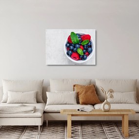 Tablou pe sticlă - bol cu fructe de pădure (70x50 cm)