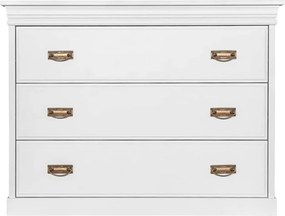 Comodă lemn masiv alb Florence, 107 × 42 × 83 cm