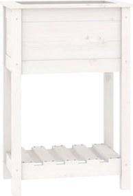 vidaXL Jardinieră cu raft, alb, 54x34,5x81 cm, lemn masiv de pin