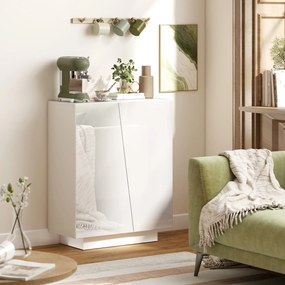 HOMCOM Dulap Multifuncțional cu 3 Nivele, Design Modern din PA Alb, Poliță Reglabilă, Bază Înălțată, 70x40x88 cm | Aosom Romania