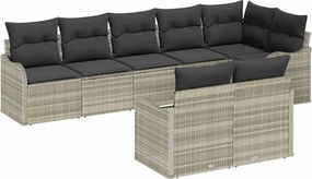 vidaXL Set de canapele pentru grădină 8 pcs Gri deschis Rattan poli