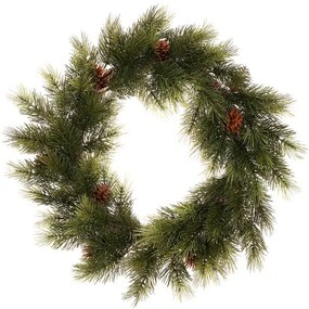 Ghirlanda artificială de pin cu conuri, diametru66 cm, verde