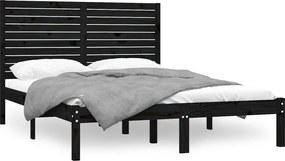vidaXL Cadru de pat King Size, negru, 150x200 cm, lemn masiv