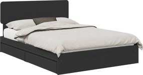 vidaXL Pat cu storage cu headboard Negru 150 x 200 cm Lemn compozit