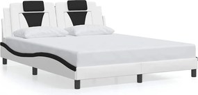 vidaXL Cadru de pat, Viana, fără saltea, alb/negru, 160x200 cm, piele ecologică