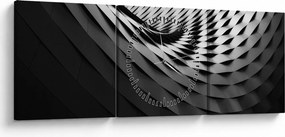 Tablou abstract - spirală alb neagră (cu ceas) (90x30 cm)
