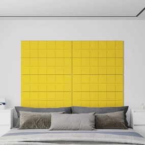 Panouri de perete 12 buc. galben 90x30 cm textil 3,24 m   12, Galben, 90 x 30 cm