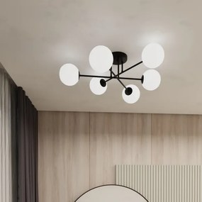 Lustră pe tijă ROMA 6xE14/10W/230V negru/alb