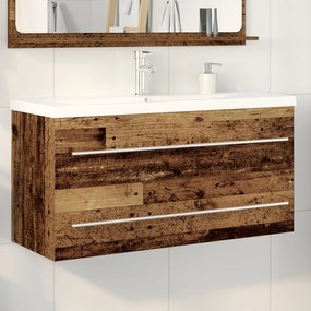 vidaXL Dulap pentru Chiuveta de Baie cu sertar 2 pcs Lemn Vechi