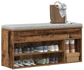 vidaXL Banchetă de pantofi, lemn vechi, 102x30,5x45 cm, lemn prelucrat