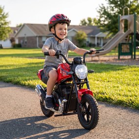 AIYAPLAY Motocicletă electrică de cross pentru copii, stil Harley, 24V, 6-12 ani, anvelope din cauciuc 30 cm, roșie | Aosom Romania